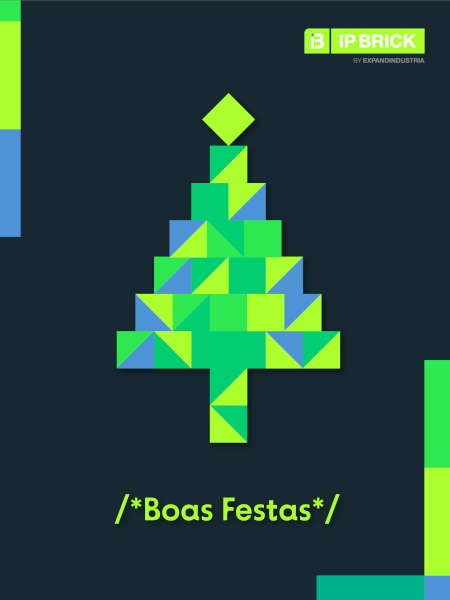 árvore de natal feita de blocos coloridos a desejar boas festas